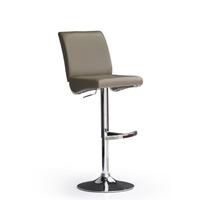 Diaz Cappuccino Bar Stool In Faux Leather With Round Chrome Base