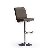 Diaz Brown Bar Stool In Faux Leather With Round Chrome Base
