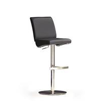 Diaz Black Bar Stool In Faux Leather With Stainless Steel Base