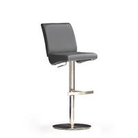 Diaz Grey Bar Stool In Faux Leather With Stainless Steel Base