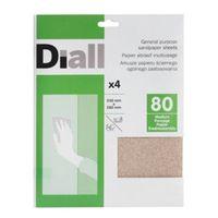 Diall 80 Medium Sandpaper Sheet Pack of 4