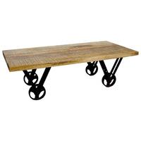 Distressed Polished Mango Coffee Table 4 Wheels