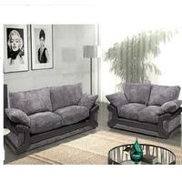 Dinos Fabric Sofa Suite 3 And 2 Seater Black And Grey