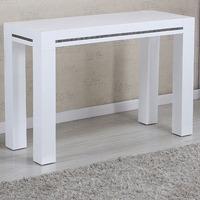 Diamante Console Table In White High Gloss With Rhinestones