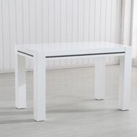 Diamante Small Dining Table In White High Gloss With Rhinestones