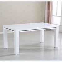 Diamante Dining Table In White High Gloss With Rhinestones