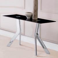 diamond black glass console table