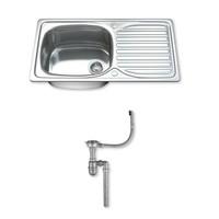 Dihl KS-1004-WST1 1.0 Single Bowl Stainless Steel Kitchen Sink with Drainer and Waste - Chrome