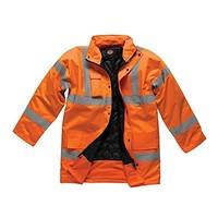 Dickies Mens Workwear Motorway Hi Vis Safety Jacket Orange SA22045O