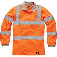 dickies hi vis gort long sleeve polo orange xx large