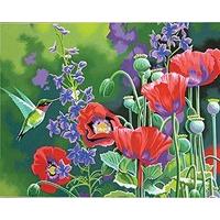Dimensions Paintworks Paint by Numbers Hummingbird and Poppies Paint Kit