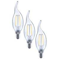 Diall E14 2W LED Filament Candle Bent Tip Light Bulb Pack of 3