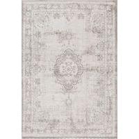 Distressed Salt & Pepper Medallion Flatweave Rug - Louis De Poortere 140x200