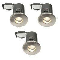 diall fire rated brushed chrome effect led fixed downlight 35 w pack o ...