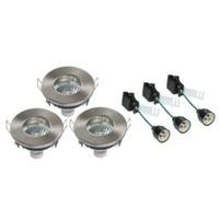 diall brushed chrome effect led fixed downlight 48 w pack of 3