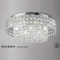 Diyas IL31151 Edison 7 Light Crystal Flush Ceiling Light
