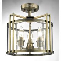 Diyas IL31090 Eaton 3 Light Ceiling Lantern in Antique Brass Finish