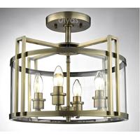 Diyas IL31091 Eaton 4 Light Ceiling Lantern in Antique Brass