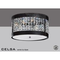 Diyas IL31030 Celsa Black Leather Flush Ceiling Light