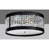 diyas il31031 celsa black leather and crystal flush ceiling light