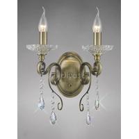 Diyas IL32072 Libra Crystal Wall Light in Antique Brass