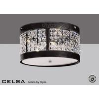 Diyas IL31040 Celsa Dark Brown Leather and Crystal Ceiling Light