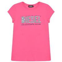 diesel junior girls striped logo t shirt