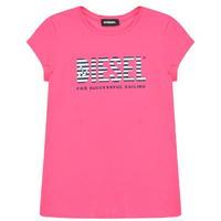 DIESEL Junior Girls Striped Logo T Shirt