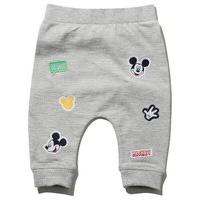 Disney baby boy cotton rich grey cuffed ankle stretch waistband Mickey Mouse character badge joggers - Grey