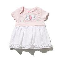 Disney newborn girl 100% cotton Winnie The Pooh character applique love heart print frill hem dress - Light Pink