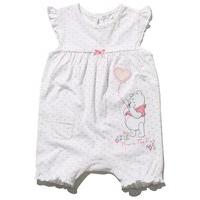Disney newborn girl cotton rich Winnie The Pooh character applique love heart print rompersuit - White