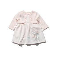 Disney Newborn Baby Girl Long Sleeve Mock Layer Cardigan Minnie Mouse Character Polka Dot Dress - Light Pink