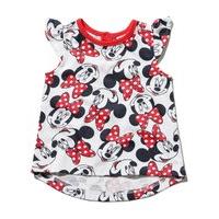 Disney baby girl cotton rich short frill sleeve Minnie Mouse character print t-shirt - White