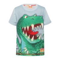 Dinosaur roar boys light blue pure cotton short sleeve character print t-shirt - Light Blue