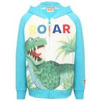 Dinosaur Roar boys long sleeve blue t-rex print 3d spike hooded zip front sweater - Blue