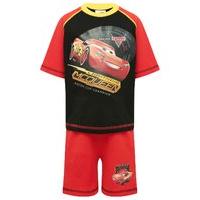 Disney Pixar Cars boys Lightning McQueen red character print top and shorts pyjama set - Red