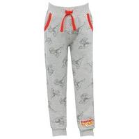Dinosaur Roar boys character elasticated waistband dinosaur print cuffed ankle jogger trousers - Grey Marl