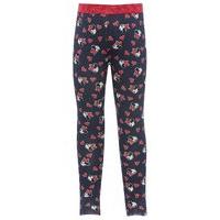 Disney girls cotton rich navy Minnie Mouse character print red glitter stretch waistband leggings - Navy