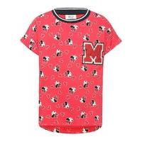 Disney Girls pure cotton jersey short sleeve Minnie Mouse character print sequin badge top - Red