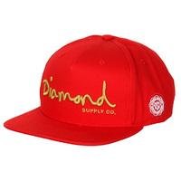diamond og script snapback cap red