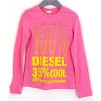 Diesel Size 7 Hot Pink Top with Yellow Print