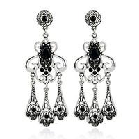 Diamond Crystal Dangle Earrings Jewelry Wedding Party Casual Alloy Silver Plated 1 pair Silver
