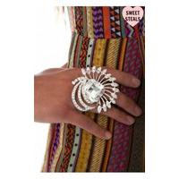 Diamante Silver Swirl Ring