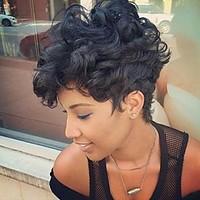 DIY Prevailing Comfortable Black Short Curly Hair Human Hair Wig Woman hair