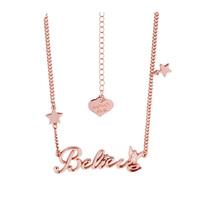 Disney Couture Rose Gold Plated Believe Tinkerbell Necklace