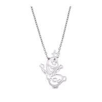 disney couture white gold plated olaf outline necklace