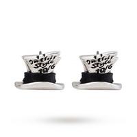 disney couture white gold plated mad hatter studs