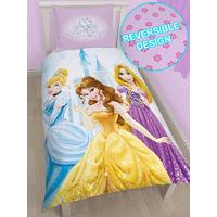 Disney Princess Tiara Single Cotton Duvet Cover and Pillowcase Set