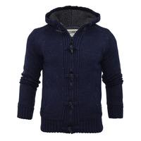 dissident hopkins sherpa lined knitted cardigan in navy