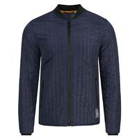 Dissident quilted Peveril navy bomber jacket